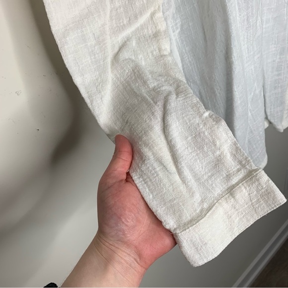Free People One Teaspoon Button Down Shirt Crinkle Gauze Poplin Cotton White - Picture 9 of 16